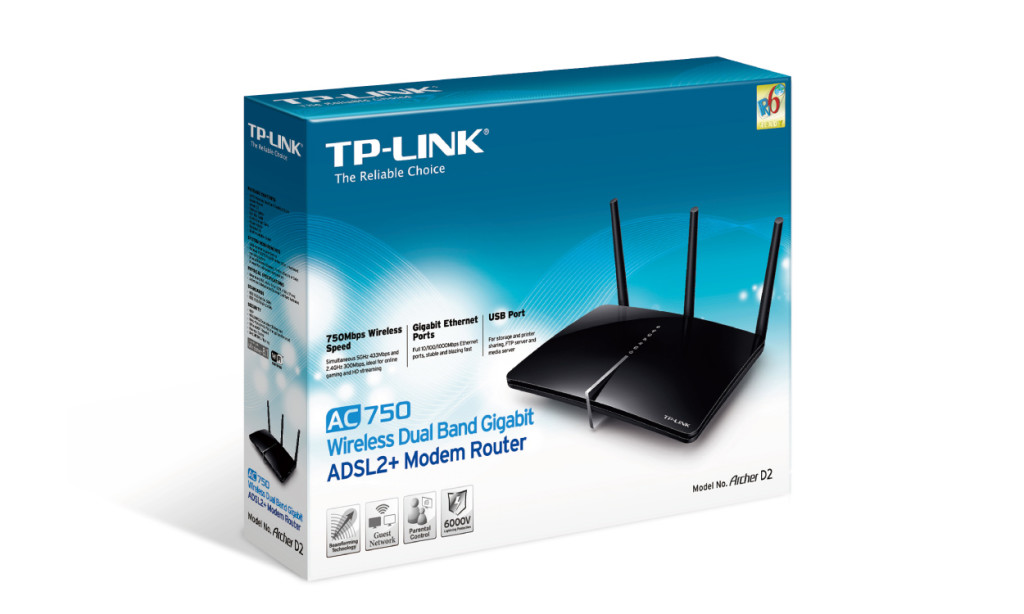 Tp-Link Archer D2 AC750 Wireless ADSL2+ Modem -Lisconet